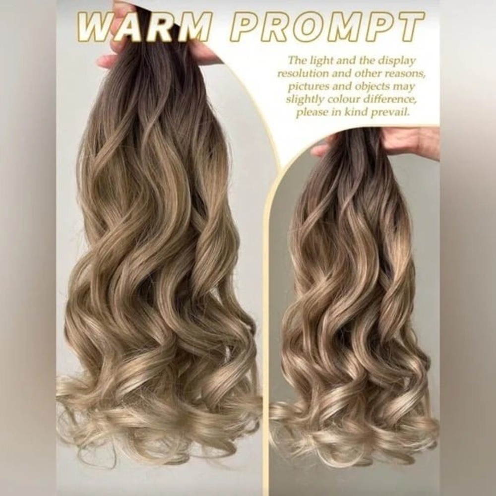 22 Inch Balayage Brown & Blonde Clip in Curly Hair Extensions - Picture 7 of 10